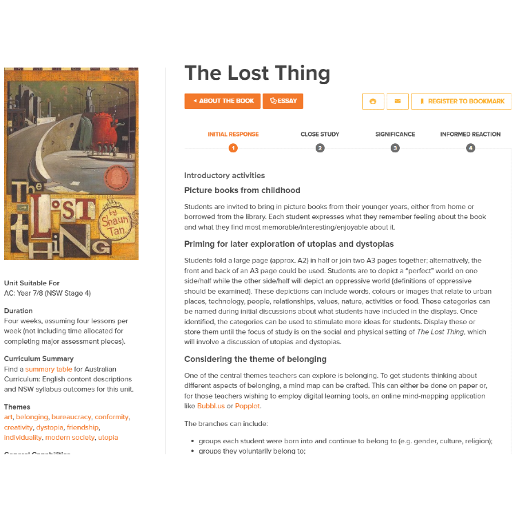 The Lost Thing: Unit of work