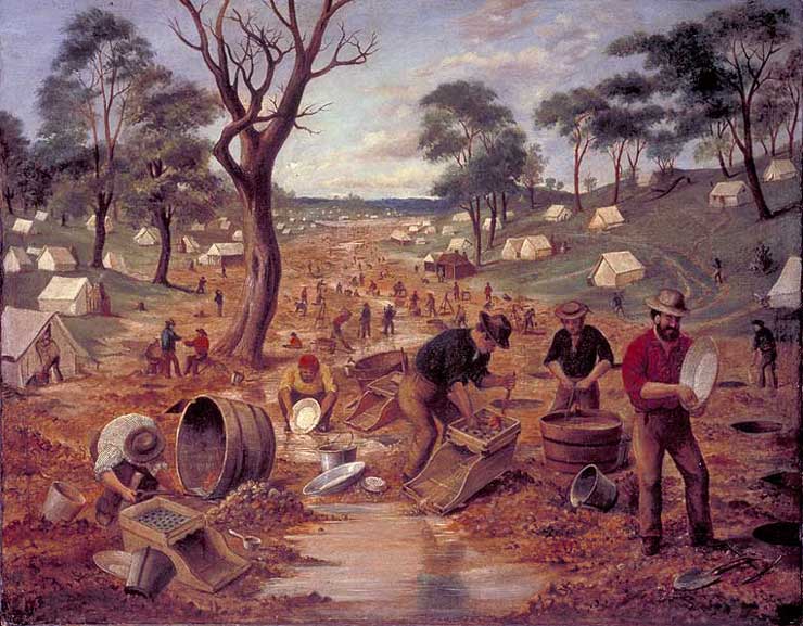 Australian gold diggings, c1855