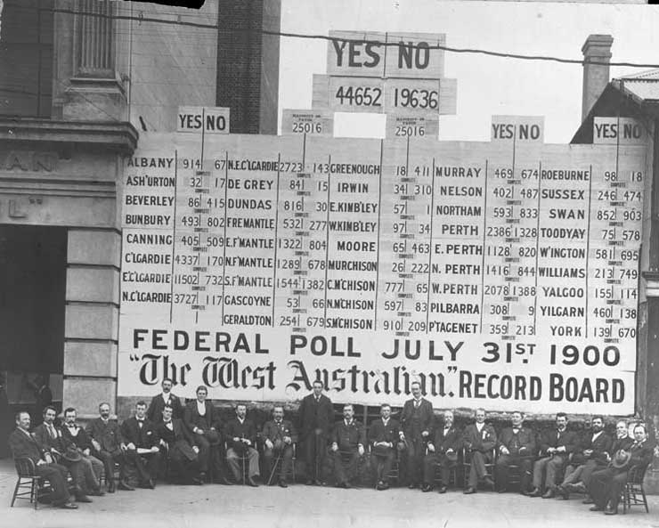 The 'West Australian' polling board for the Federation referendum, 1900