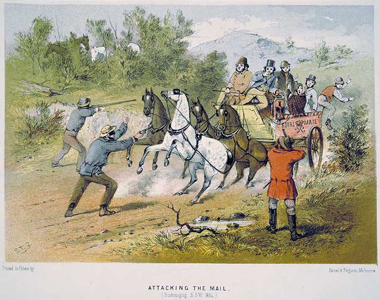 'Attacking the mail, bushranging, NSW 1864'