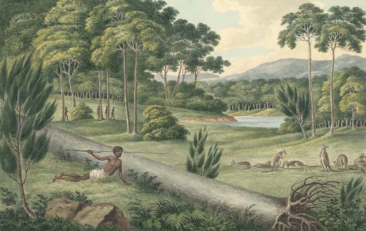 Indigenous Australians hunting kangaroos, c1817